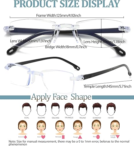 Adaptive Rimless Reading Glasses – Lightweight Everyday Vision Support BUY 1 GET 2 FREE